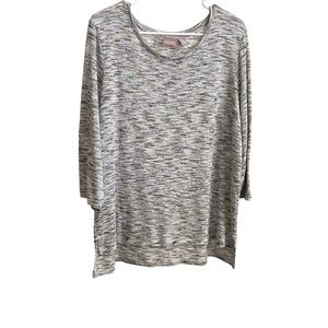 Chico’s Metallic Gray Hi-Lo Top Size 3